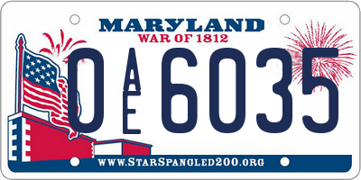 MD license plate 0AE6035