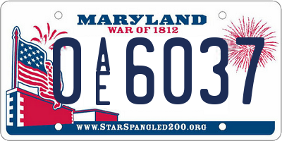 MD license plate 0AE6037