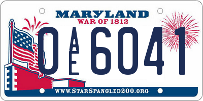 MD license plate 0AE6041