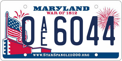 MD license plate 0AE6044
