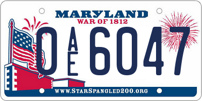 MD license plate 0AE6047
