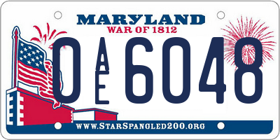 MD license plate 0AE6048