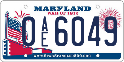 MD license plate 0AE6049