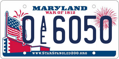 MD license plate 0AE6050