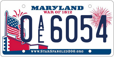 MD license plate 0AE6054