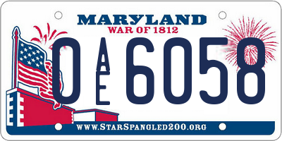 MD license plate 0AE6058