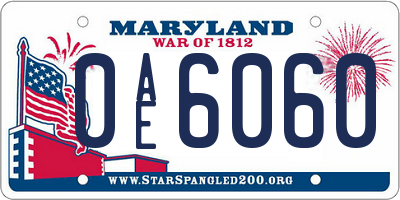 MD license plate 0AE6060