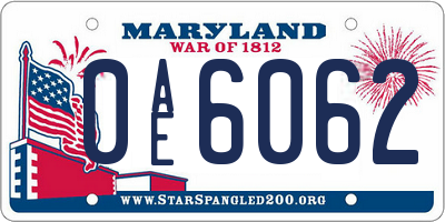 MD license plate 0AE6062