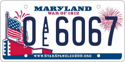 MD license plate 0AE6067