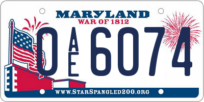 MD license plate 0AE6074