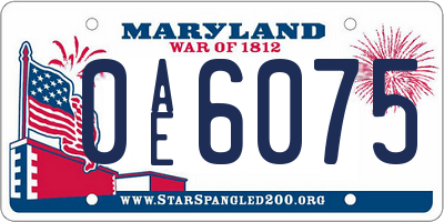 MD license plate 0AE6075