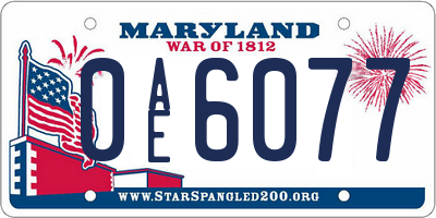 MD license plate 0AE6077