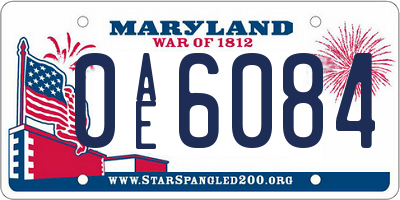 MD license plate 0AE6084