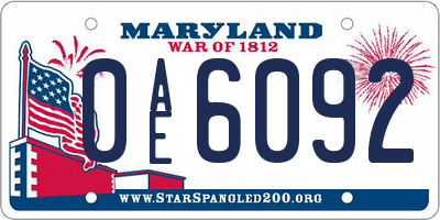 MD license plate 0AE6092