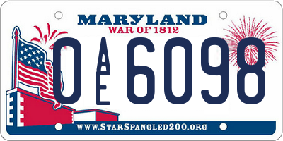 MD license plate 0AE6098