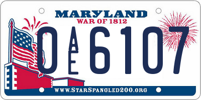 MD license plate 0AE6107
