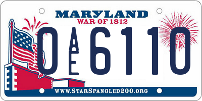 MD license plate 0AE6110