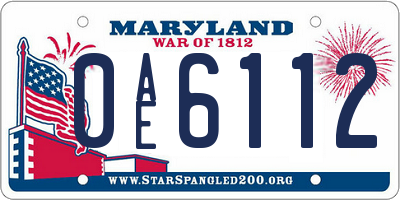 MD license plate 0AE6112