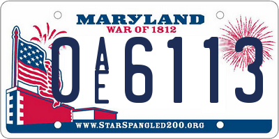 MD license plate 0AE6113