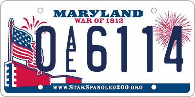 MD license plate 0AE6114
