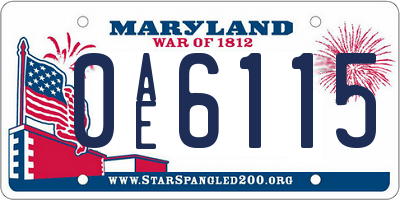 MD license plate 0AE6115