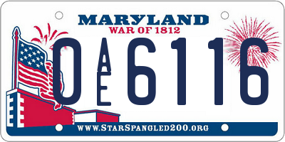 MD license plate 0AE6116
