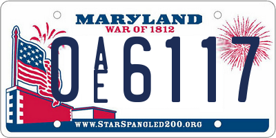 MD license plate 0AE6117