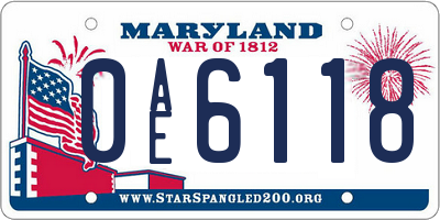 MD license plate 0AE6118