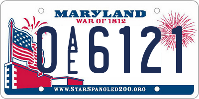 MD license plate 0AE6121