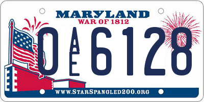 MD license plate 0AE6128
