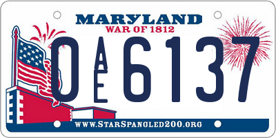 MD license plate 0AE6137