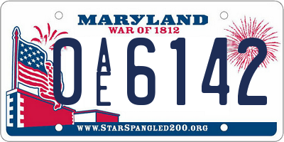 MD license plate 0AE6142