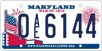 MD license plate 0AE6144