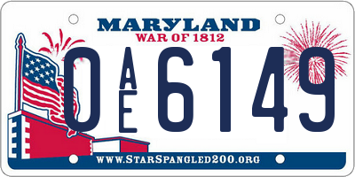 MD license plate 0AE6149