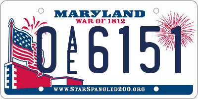 MD license plate 0AE6151
