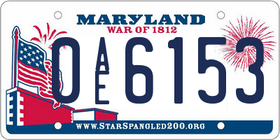 MD license plate 0AE6153