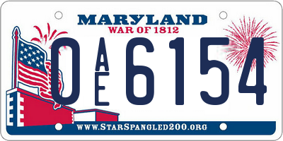 MD license plate 0AE6154