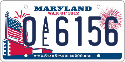 MD license plate 0AE6156