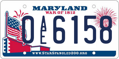 MD license plate 0AE6158