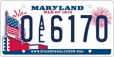 MD license plate 0AE6170