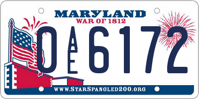 MD license plate 0AE6172