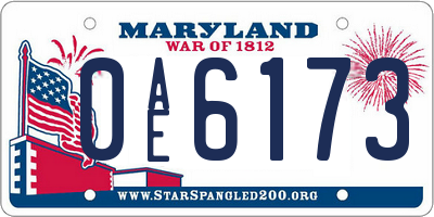 MD license plate 0AE6173