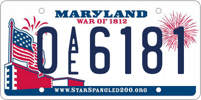 MD license plate 0AE6181