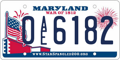 MD license plate 0AE6182