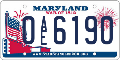MD license plate 0AE6190