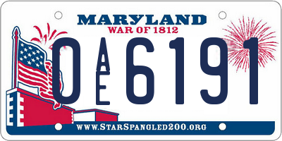 MD license plate 0AE6191