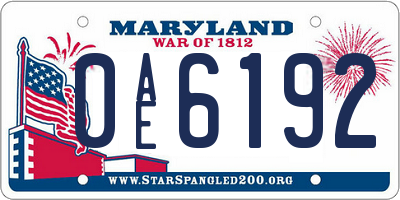 MD license plate 0AE6192