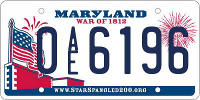 MD license plate 0AE6196