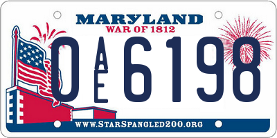MD license plate 0AE6198