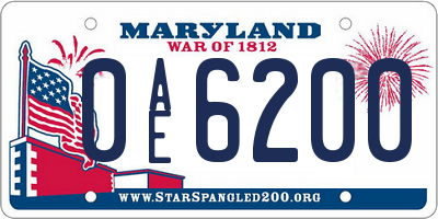 MD license plate 0AE6200